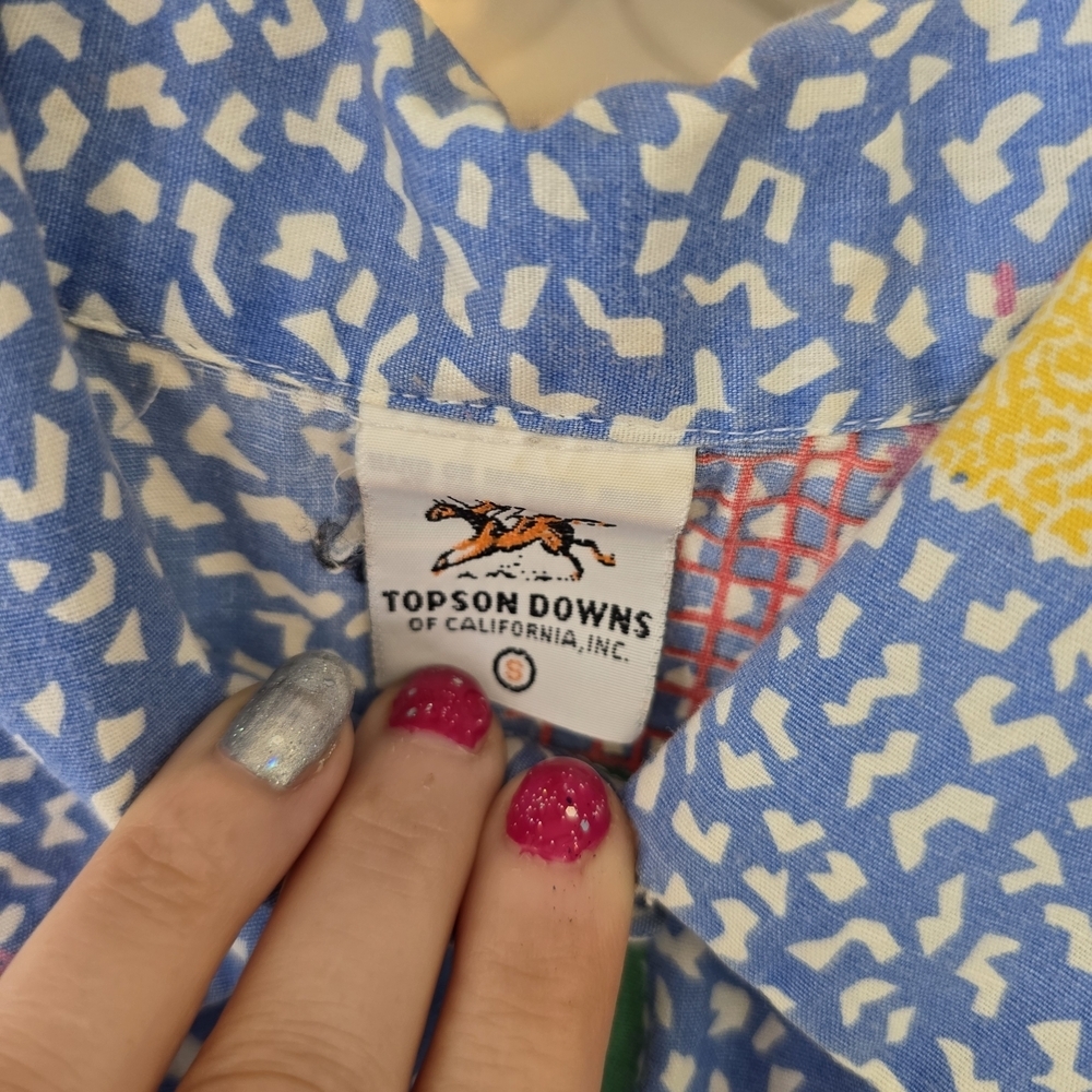 Vintage Vtg Topson Downs Geometric Print Button-Up Shirt Sz Small - Picture 3 of 5